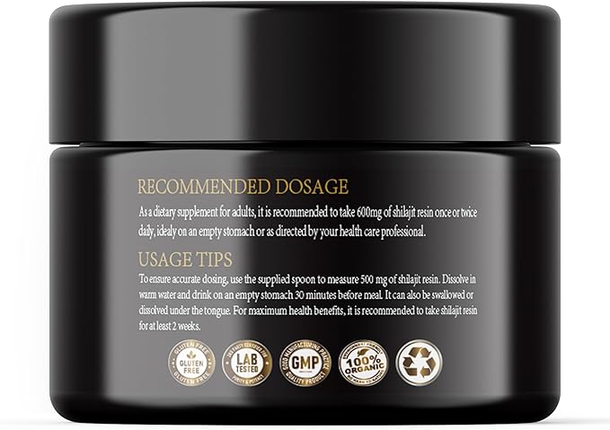 Shilajit Pure Himalayan Shilajit Resin - Gold Grade 100% Pure Shilajit with Fulvic Acid & 85+ Trace Minerals Complex for Energy & Immune Support - 50g