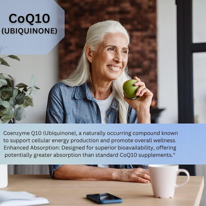 CoQ10 (Ubiquinone) - 30 Capsules - Ultra Better Absorption Formula - Promote Energy and Stamina - Vegan and Vegetarian Friendly - Free from Artificial Additives