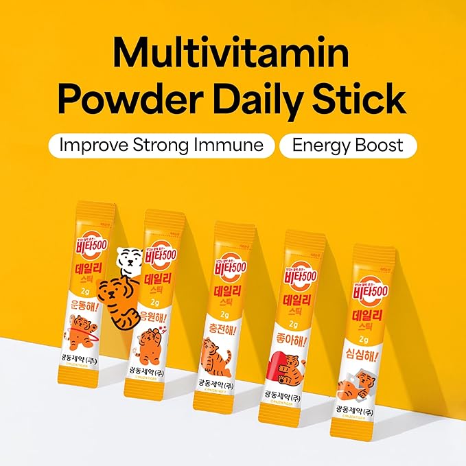 Vita500 Multivitamin Powder Daily Stick, Improve Strong Immune, & Energy Boost with Vitamin C 500mg, and Vitamin B Complex (30 Sticks of 500mg)