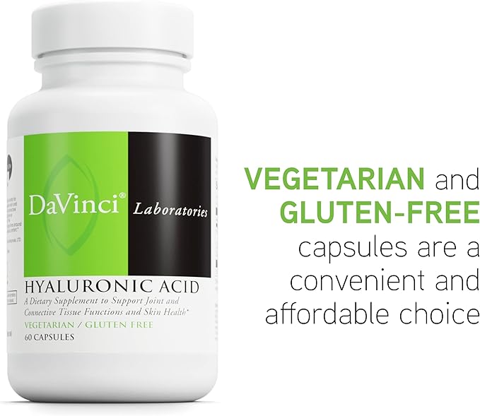 DaVinci Labs Hyaluronic Acid - Dietary Supplement to Support Joint, Cartilage and Skin Health* - With Hyaluronic Acid, Sunflower Lecithin and Salvia Hispanica Powder - Gluten-Free - 60 Vegetarian Caps