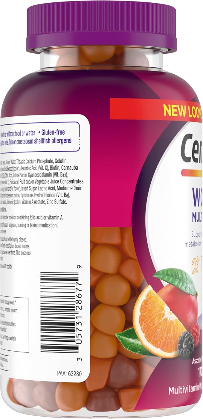 Centrum MultiGummies Gummy Multivitamin for Women, Multivitamin/Multimineral Supplement with Vitamin D3, B Vitamins and Antioxidants, Assorted Fruit Flavor - 170 Count
