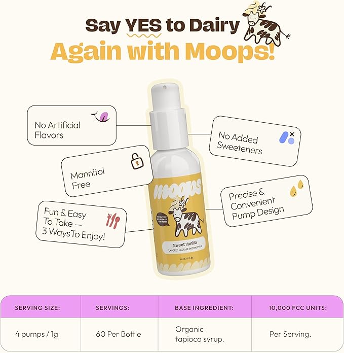 Lactase Enzyme Drops 2oz – Delicious Sweet Vanilla Flavor – 10,000 FCC Units for Fast Acting Dairy Relief – Customizable Dosing for Lactose Intolerance – Portable Twist-to-Lock Pump