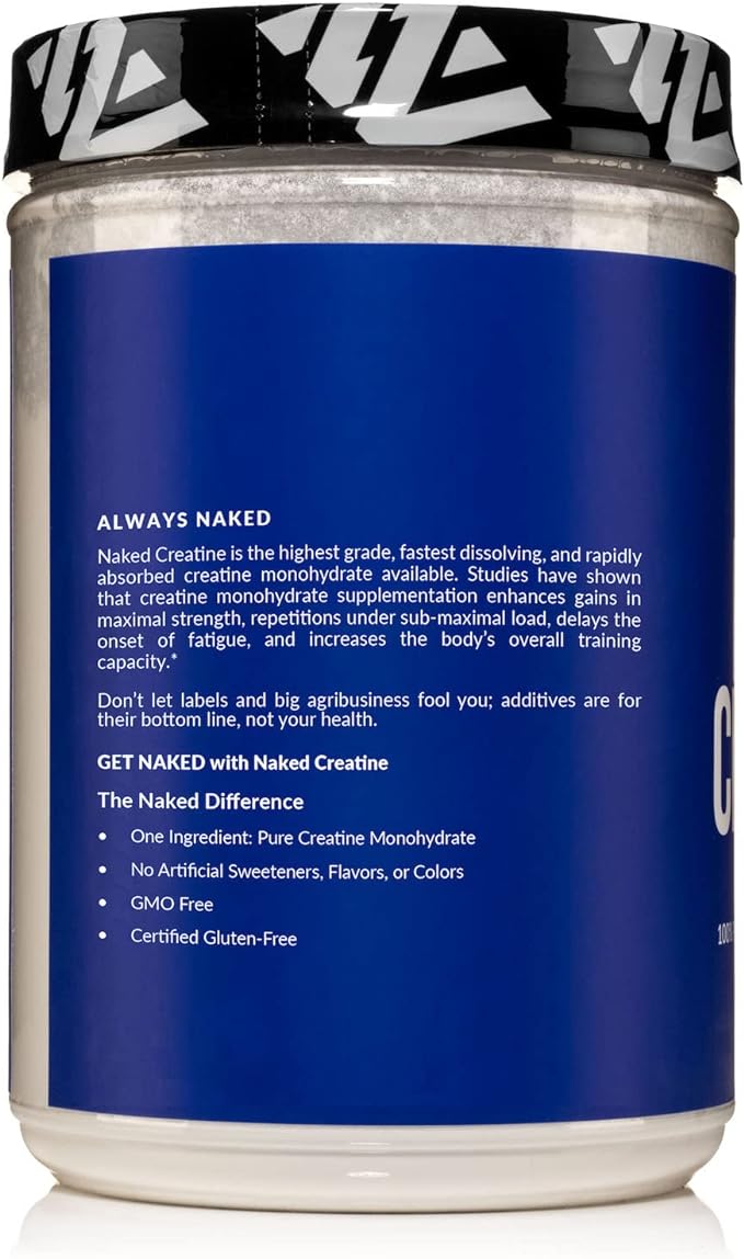 NAKED Pure Micronized Creatine Monohydrate – 200 Servings, 1,000g Bulk – Vegan, Non-GMO, Gluten & Soy Free - Muscle Building, Strength Training, Gym & Fitness Supplement