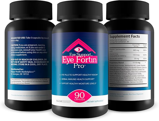 Eye Support Eye Fortin Pro - Our Best Eye Pills for Vision - Eye Care Supplements Healthy Vision Supplement - Herbal Vision Supplements for Adults - Pro Eyefortin Supplement Eye Support Vitamins
