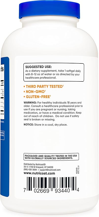 Nutricost Fish Oil 1000mg (560mg of Omega-3), 240 Softgels (3 Bottles)