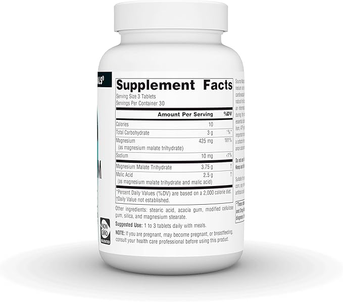 Source Naturals Magnesium Malate, Supports Muscles and Energy*, 3,750 MG per Serving - 90 Tablets