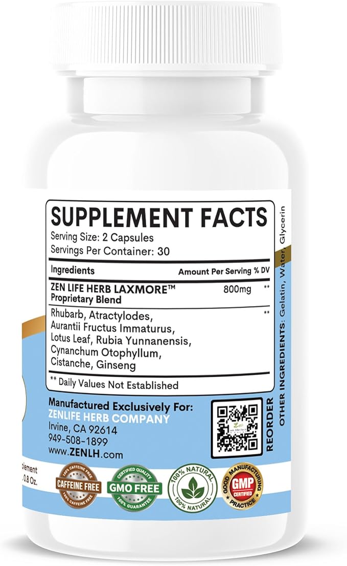 LAXMORE I Poop More Max Strength 100% Natural Plant-Based Supplement (120 Capsules)