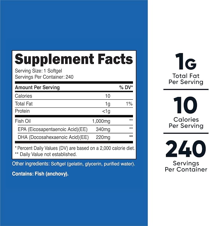 Nutricost Fish Oil 1000mg (560mg of Omega-3), 240 Softgels (3 Bottles)