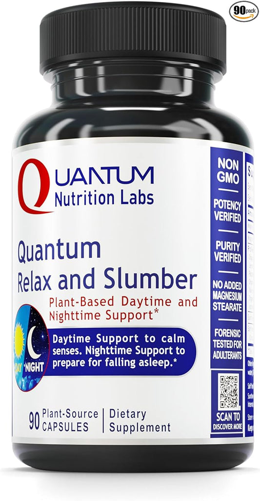 QNL Quantum Relax & Slumber - Organic, Natural Sleep Supplement for Adults - Sleep Support Supplement with Magnesium, Valerian Root, Lavender, Turmeric & More - 60 Vegetarian Capsules