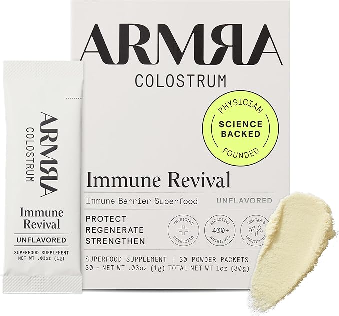 ARMRA Colostrum™ Premium Powder, Grass Fed, Gut Health Bloating Immunity Skin & Hair, Contains 400+ Bioactive Nutrients, Potent Bioavailable, Keto, Gluten & Fat Free (Unflavored | 30 Servings)