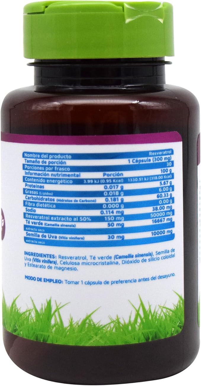 Vidanat Resveratrol 300 mg – Antioxidant Supplement for Heart Health, Anti-Aging, and Immune Support – 30 Capsules (Pack of 1) Green Tea and Grape Seed