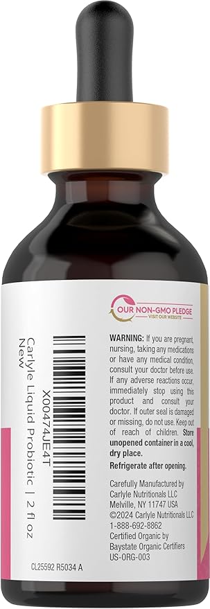 Carlyle Liquid Probiotic for Women | 2 fl oz | with Organic Sunflower Oil | 3 Billion Active Organisms | Dietary Supplement for Her