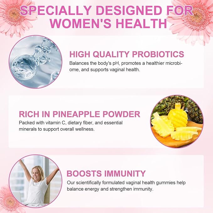 Vital Source Feminine Gummies - Feminine Balance Gummies for Women ph Natrual Famale Balance Cummies - Collagen Gummies - Pineapple PH Balance Gummies for Women Support Women’s Health - 60PCS