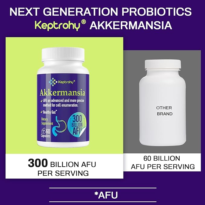GLP-1 Supplement - 300 Billion AFU Akkermansia Probiotic for Women & Men, Akkermansia Muciniphila for GLP-1 Production, Digestive, Gut, Immune Health, Enhances Gut Digestive Lining function, 60 Count