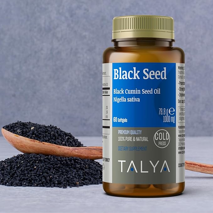 Black Seed Oil Softgel with High Thymoquinone - Immune Support - Digestive Health - Brain Function - Joint Mobility - Cold-Pressed from Non-GMO Turkish Black Cumin Nigella Sativa Seeds