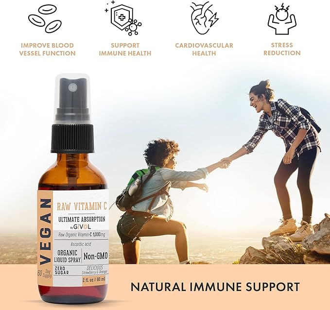 Vitamin C Extra Strength Spray: Daily Absorption Liquid Extract with Lemon, Orange, Strawberry, Rich in Ascorbic Acid, 2oz (60ml) 60 Day Supply