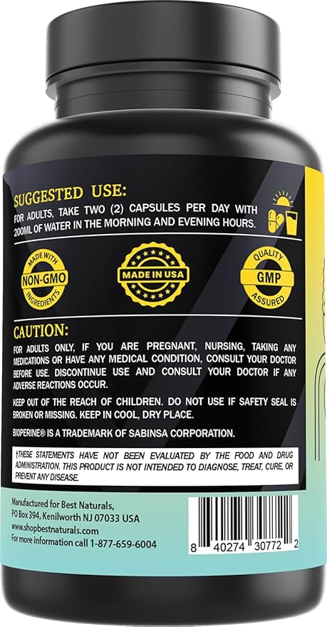 Best Naturals Day-to-Day Adrenal Support Supplements - 90 Veg Capsules - Made with Ashwagandha, L-Tyrosine, Magnesium, Rhodiola & Holy Basil & Bioperine