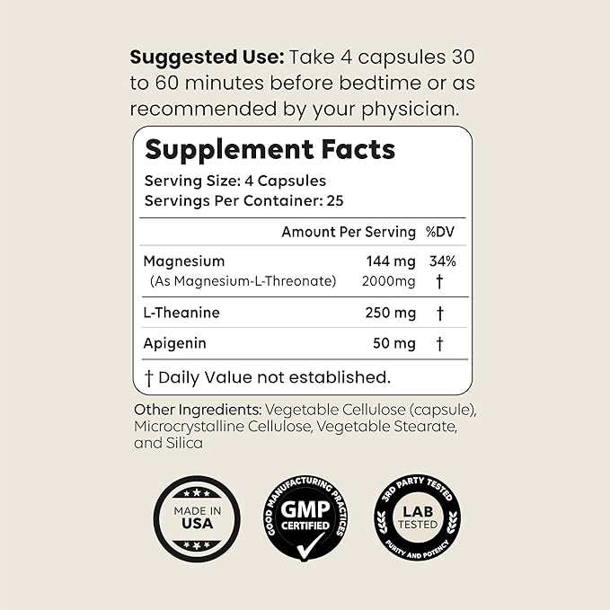 Newt's Sleep Aid | Magnesium Threonate, Apigenin & Theanine | Natural Melatonin-Free Non-Habit Forming Sleeping Pills for Deep Sleep Super Calm & Stress Relief | 100 Capsules for All Ages | Dream