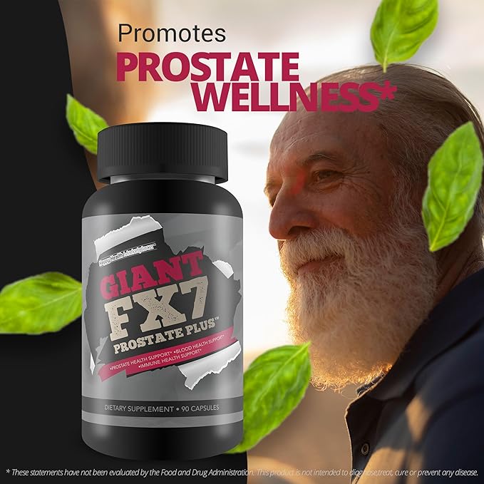 Giant FX7 Prostate Plus - Prostate Supplements for Prostate Support & Blood Flow Support - Support Energy & Endurance - Promote Healthy Prostate Function & Size - Male Prostate Support with Zinc