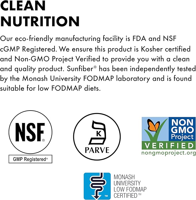 BlueBonnet Nutrition Sunfiber – 6 g of Plant Based Prebiotic Soluble Fiber – Supports Digestive Health* - Instant Dissolve – Non-GMO, Vegan, Kosher, Low-FODMAP – Unflavored, 7.4 OZ, 30 Servings