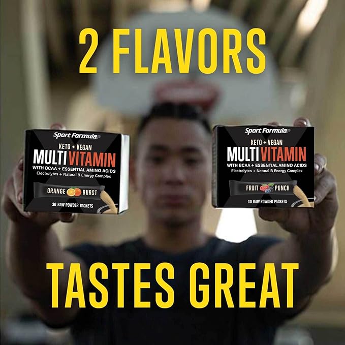 Vegan Superfood Daily Keto MultiVitamin for Men and Women BCAA BCCA Amino Acid Powder Packets Orange Mix Won't Upset Your Stomach Powdered Digestive Enzymes Vitamin B Natural Flavoring Energy Complex