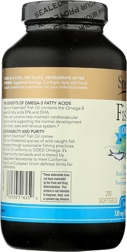 Spectrum Essentials Softgels, Fish Oil Omega-3, 1000 mg, 250 Count