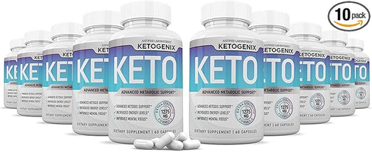 (10 Pack) Ketogenix Keto Pills 1275MG New & Improved Formula Contains Apple Cider Vinegar Extra Virgin Olive Oil Powder Green Tea Leaf 600 Capsules