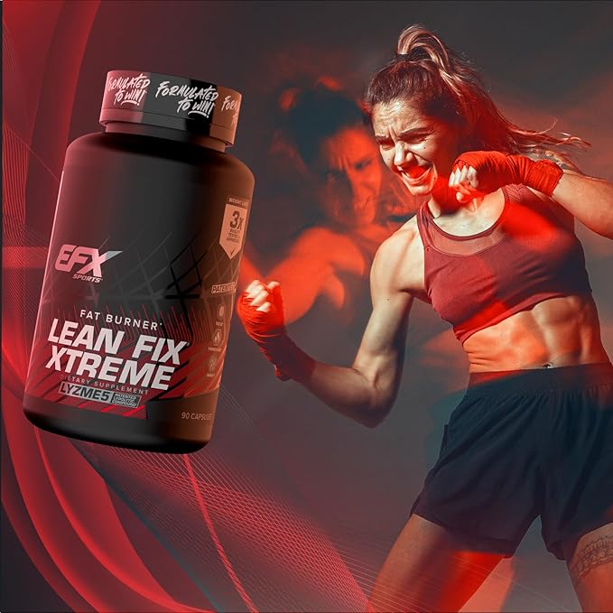 EFX Sports Lean Fix Xtreme | Weight Loss Supplement | Multi-Patented, Fat Burning Formula | Powered by Lyzme 5 | 30 Servings, 90 Capsules