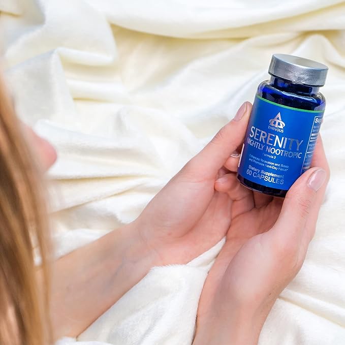 Thrivous Serenity - Natural Sleep Aid Pills - 5mg Melatonin with 200mg L-Theanine and Magnesium Glycinate - Extra Strength Stress Relief Supplement - 30 High Dose Servings - 60 Capsules