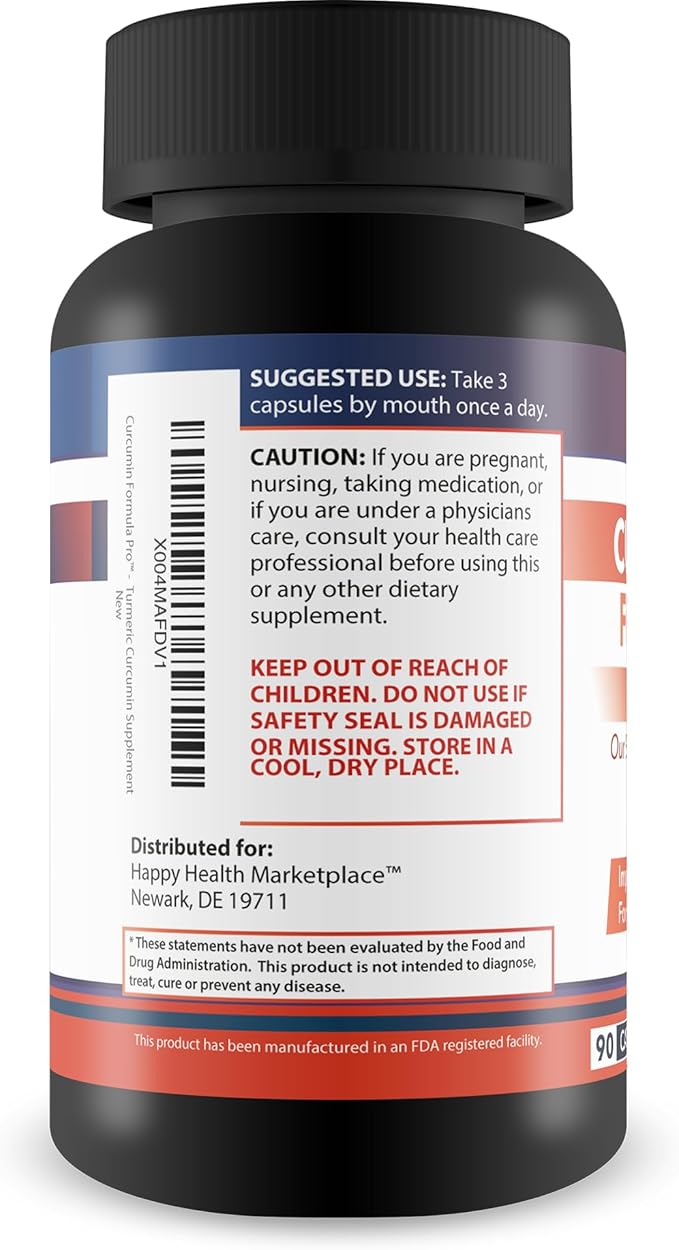 Curcumin Formula Pro - Improved Formula - Our Best Turmeric Curcumin Ginger Supplement - High Absorption Turmeric with Black Pepper for Enhanced Bioavailability - Bio Curcumin Supplements