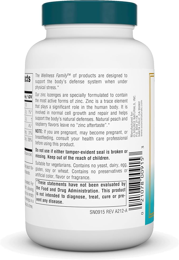 Source Naturals Wellness Zinc Lozenges - 60 Lozenges
