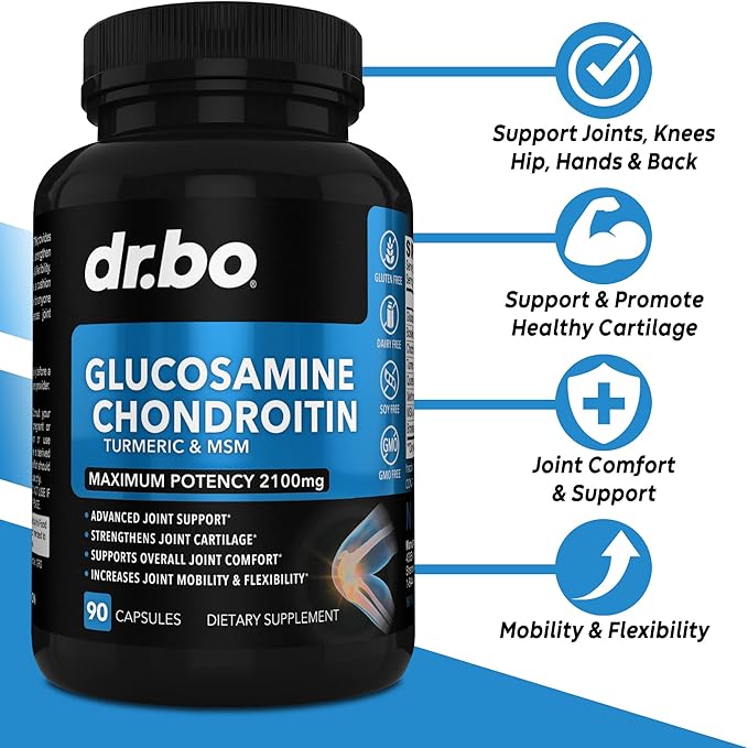 Glucosamine Chondroitin MSM Turmeric & Tart Cherry - Joint Health Supplement Knee Bone & Joints, Purge Uric Acid Cleanse Flush Antioxidant Pills - Joint Support Pills & Tart Cherry Extract Capsules