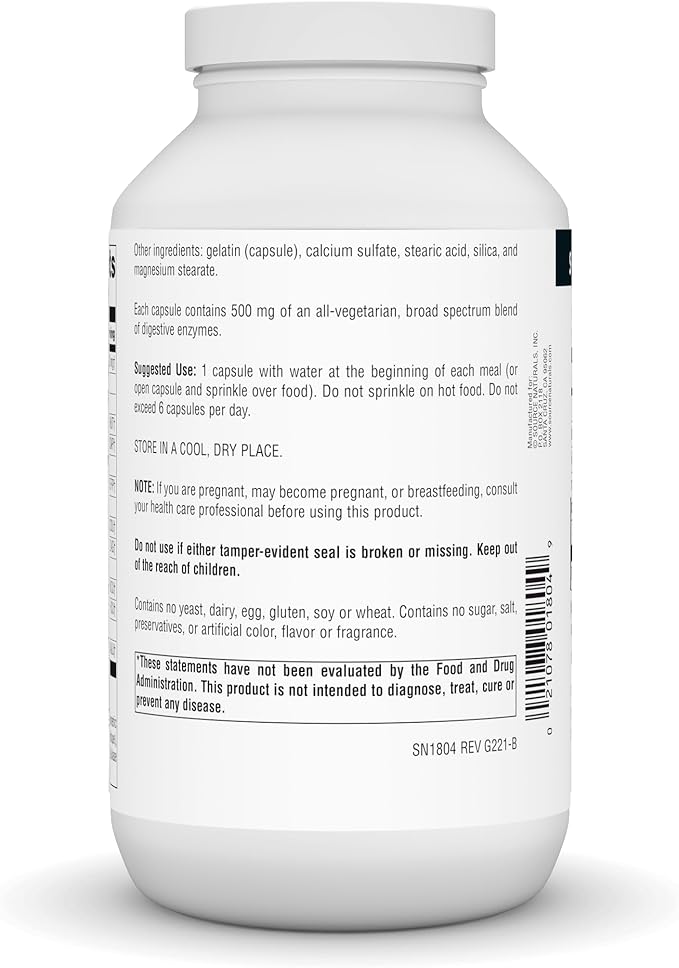 Source Naturals Essential Enzymes 500mg, Bio-Aligned Multiple Enzyme Supplement Herbal Defense for Digestion, Gas, Constipation & Bloating Relief - Digestive Aid* - 360 Capsules, 360 Servings