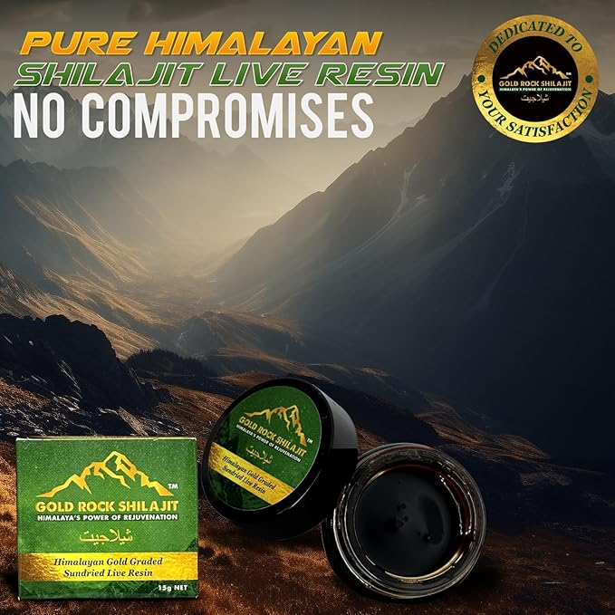Pure Himalayan Sundried Shilajit Live Resin 15g - Authentic Gold Graded Himalayan Shilajeet Resin