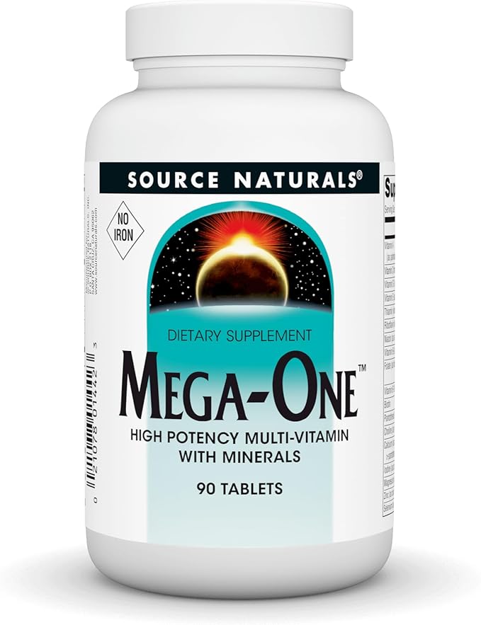Source Naturals Mega-One Muti-Vitamin with Minerals, No Iron - 90 Tablets