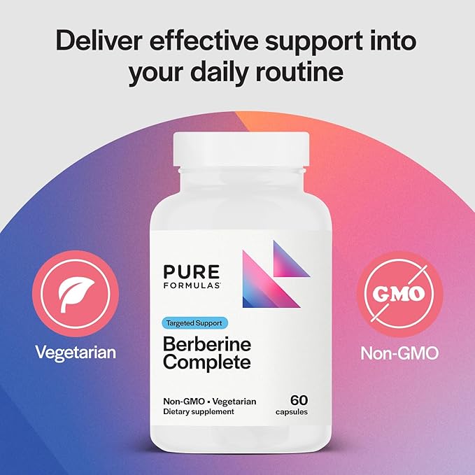 PureFormulas Berberine Complete | Enhanced Absorption Berberine Supplement 500mg 60 Vegetarian Capsules