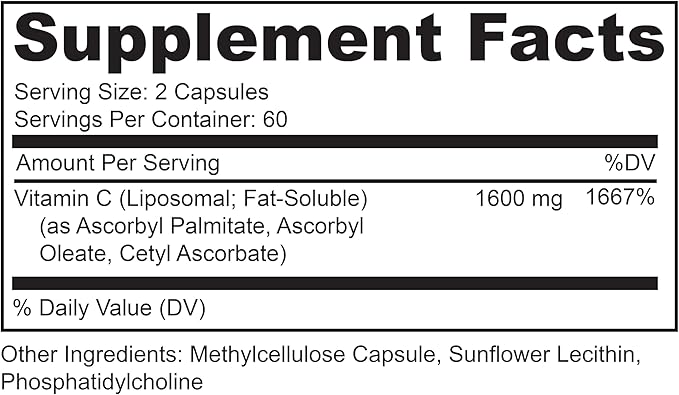 LIVELY VITAMIN CO. Citrus Kick - Liposomal Vitamin C - Sunflower Lecithin - Immune Function - Highly Absorbable - Collagen Synthesis - Eye Health Immunity - Gluten Dairy Soy Free - 120 Capsules