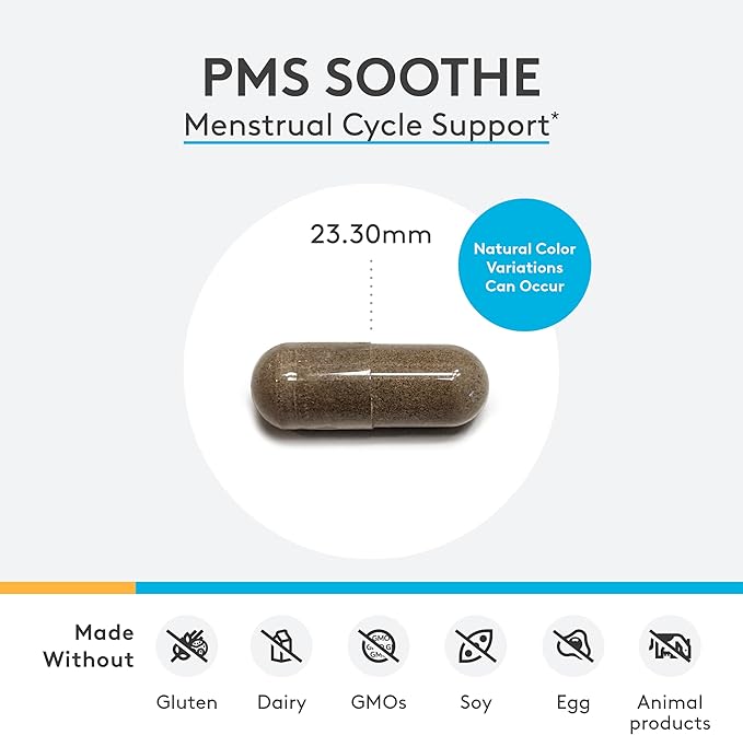 XYMOGEN PMS Soothe Cycle Support Supplement for Women - with Dandelion Root, Ginger Root, Licorice Root, Dong Quai and Chaste Tree Extract - Vegan + Gluten Free (60 Capsules)