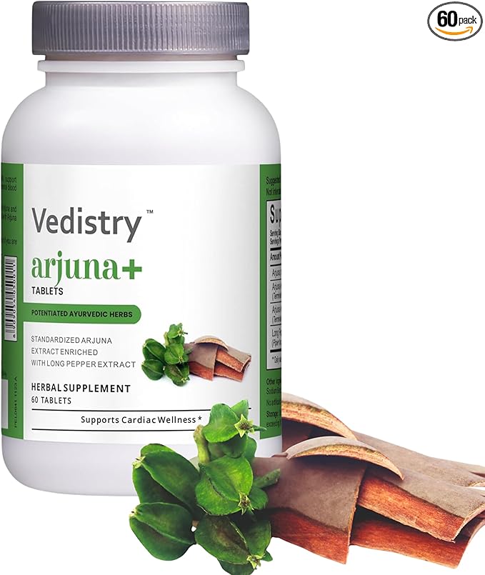 Arjuna+ 1100mg Tablets with Arjuna & Long Pepper | Cardiovascular Support, Heart Health & Blood Pressure Maintenance | Vegan Herbal Supplement Antioxidant-Rich | 60 Tablets | Pack of 1
