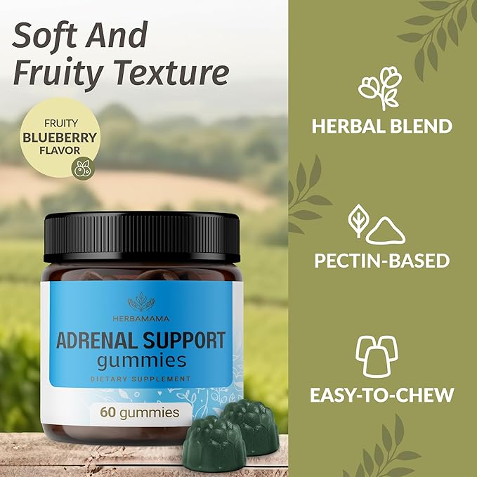 HERBAMAMA Adrenal Support Complex Kit - Adrenal Support Complex Bundle in Liquid and Chewable Forms - Vegan, Non-GMO, Alcohol & Gelatin-Free - 2 Pack