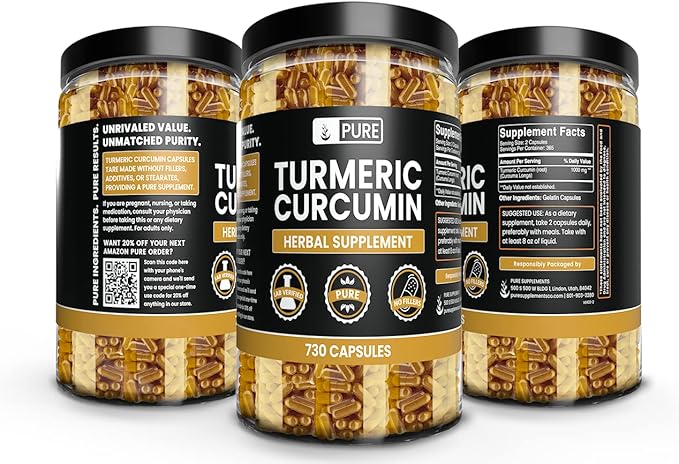 Pure Original Ingredients Turmeric Curcumin 730 Capsules No Magnesium Or Rice Fillers, Always Pure, Lab Verified