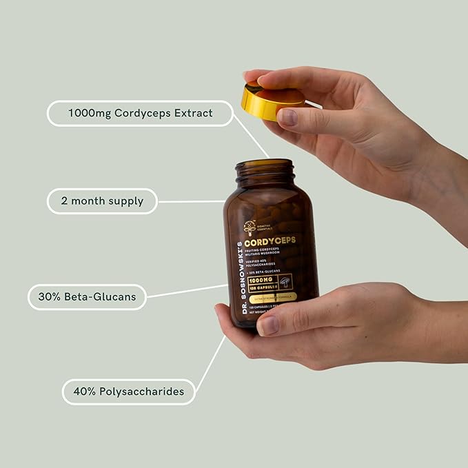 Dr Sosnowski's BioActive Cordyceps Mushroom Capsules | 1000mg High Strength Cordyceps Extract for Daily Support (120 Capsules)