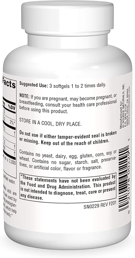 Source Naturals Evening Primrose Oil - Hexane-Free - 500mg - GLA Yield: 50 mg - Cold-Pressed - 90 Softgels