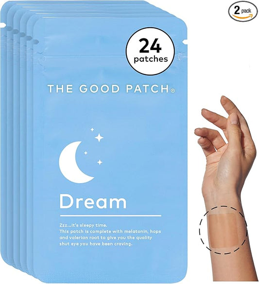 The Good Patch Plant Powered Sleep Support - Sustained Release Dream Patch with Melatonin, Hops, Valerian Root (24 Total Patches)