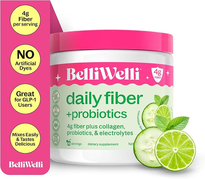 Fiber Supplement for Women & Men – Premium Daily Fiber Powder from Organic Acacia with Added Collagen, Electrolytes & Probiotics – No Bloat, Constipation & Gut Health Support (Cucumber)
