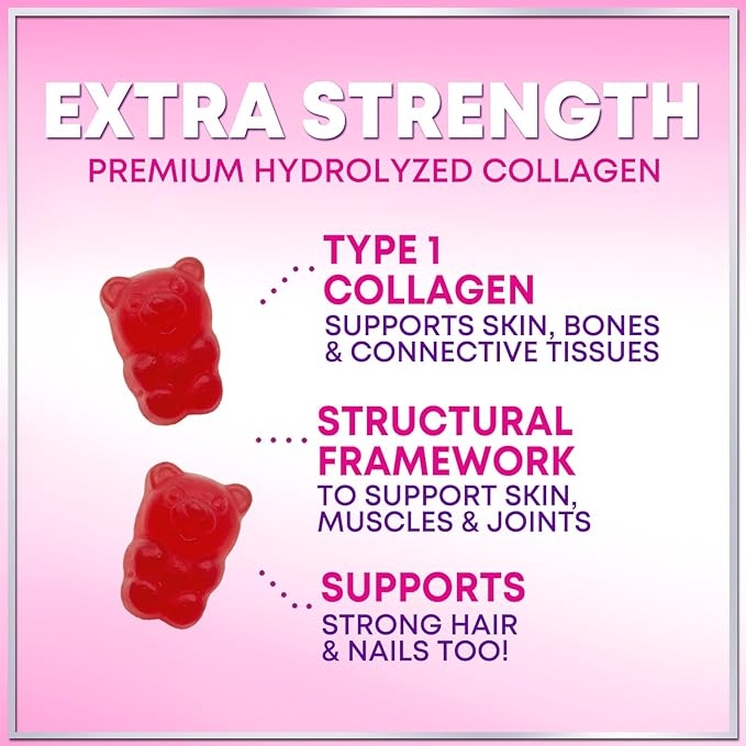 Collagen Peptide Gummies for Women with Biotin - Hydrolyzed Collagen for Hair, Skin, Nail, Bone Health & Joint Support - Extra Strength Best Peptides Supplement for Women & Men, Non-GMO - 60 Gummies
