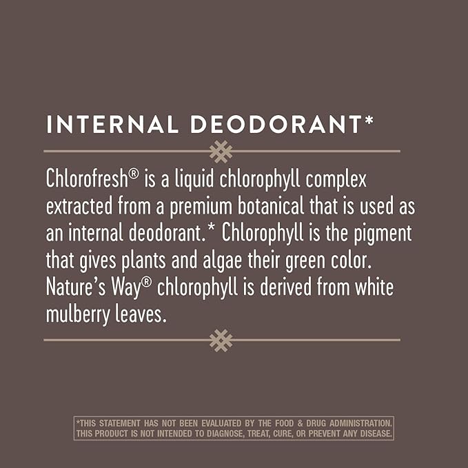 Nature's Way Chlorofresh, Liquid Chlorophyll Concentrate Drops, Internal Deodorant*, Supports Detoxification Pathways*, Mint Flavored, 2 Fl. Oz.