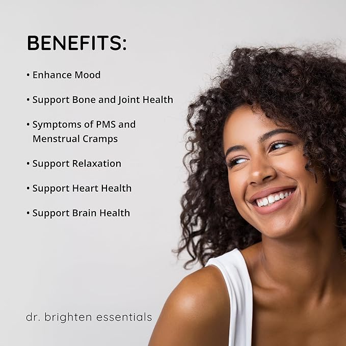 Dr. Brighten Magnesium Plus (as Magnesium Bi-glyncinate) - Beneficial in Maintaining a Healthy Mood, Sleep, Hormone Balance and Reducing Symptoms of PMS and Menstrual Cramps