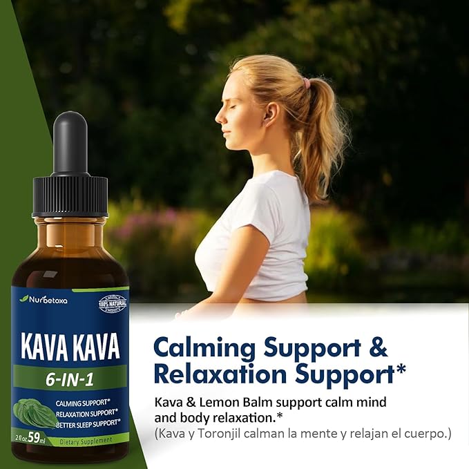 All Herbal Liquid Drops, Kava Extract for Calming Support, Relaxation Support & Better Sleep Support. 6oz-Lemon