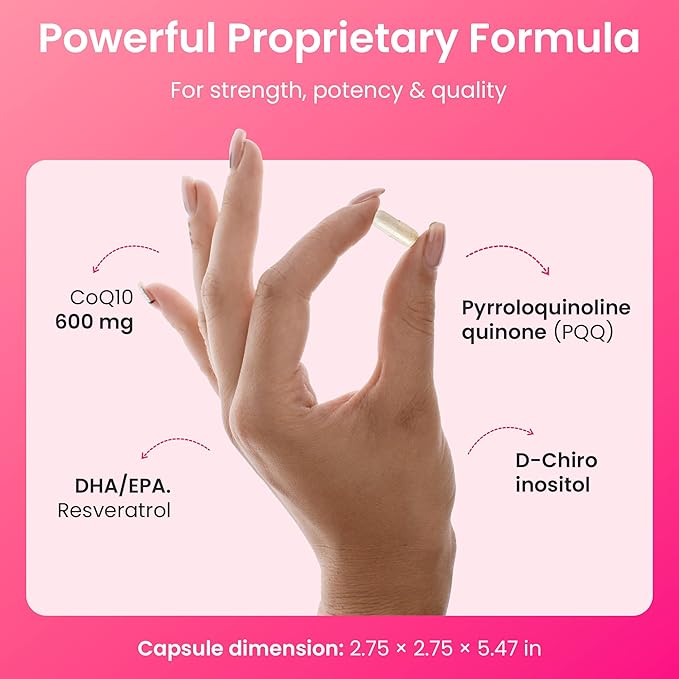 Fertile One PC 600 - Advanced Preconception Supplement with CoQ10 600mg, Nutrient-Rich for Women's Reproductive Health, Ideal for IVF, 180 Vegetable Capsules for Fertility Enhancement